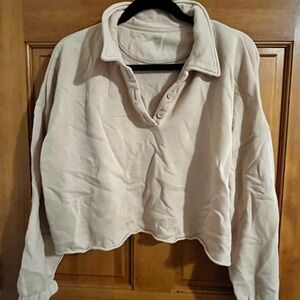 Aerie Cream Fleece Hoodie